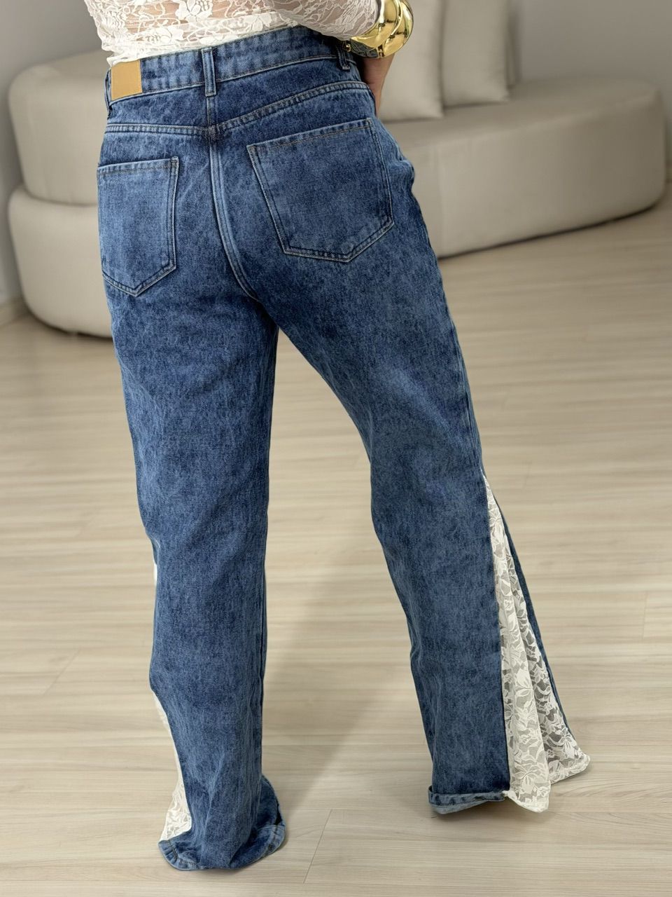 CALÇA JACQUE RENDA JEANS CLARO