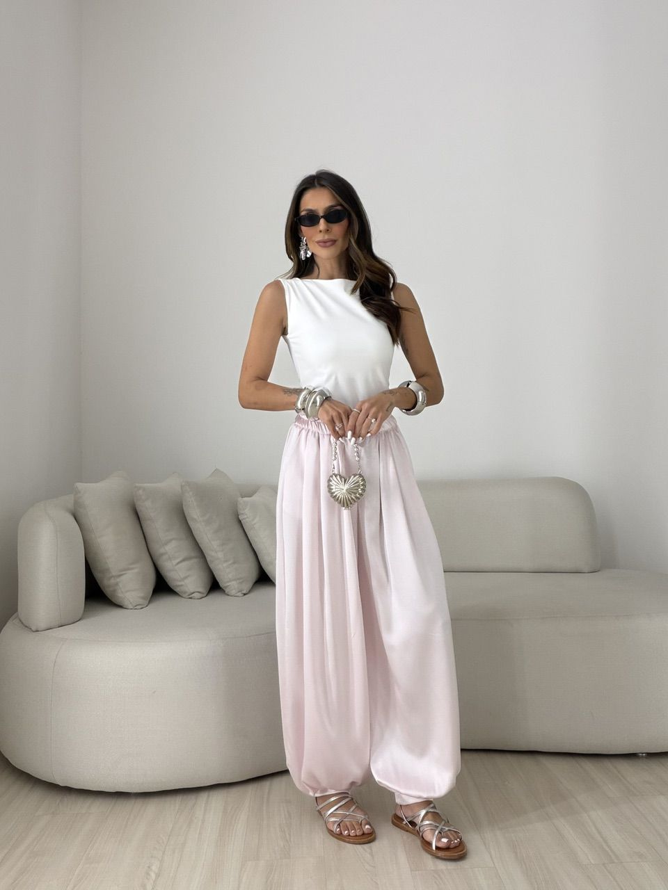 CALÇA BRUNA ALADIM ROSA CLARO