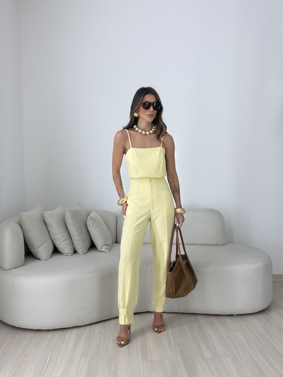 CONJUNTO MAJU ALCINHA AMARELO - 0080720111 - CAROLLA FERRARO