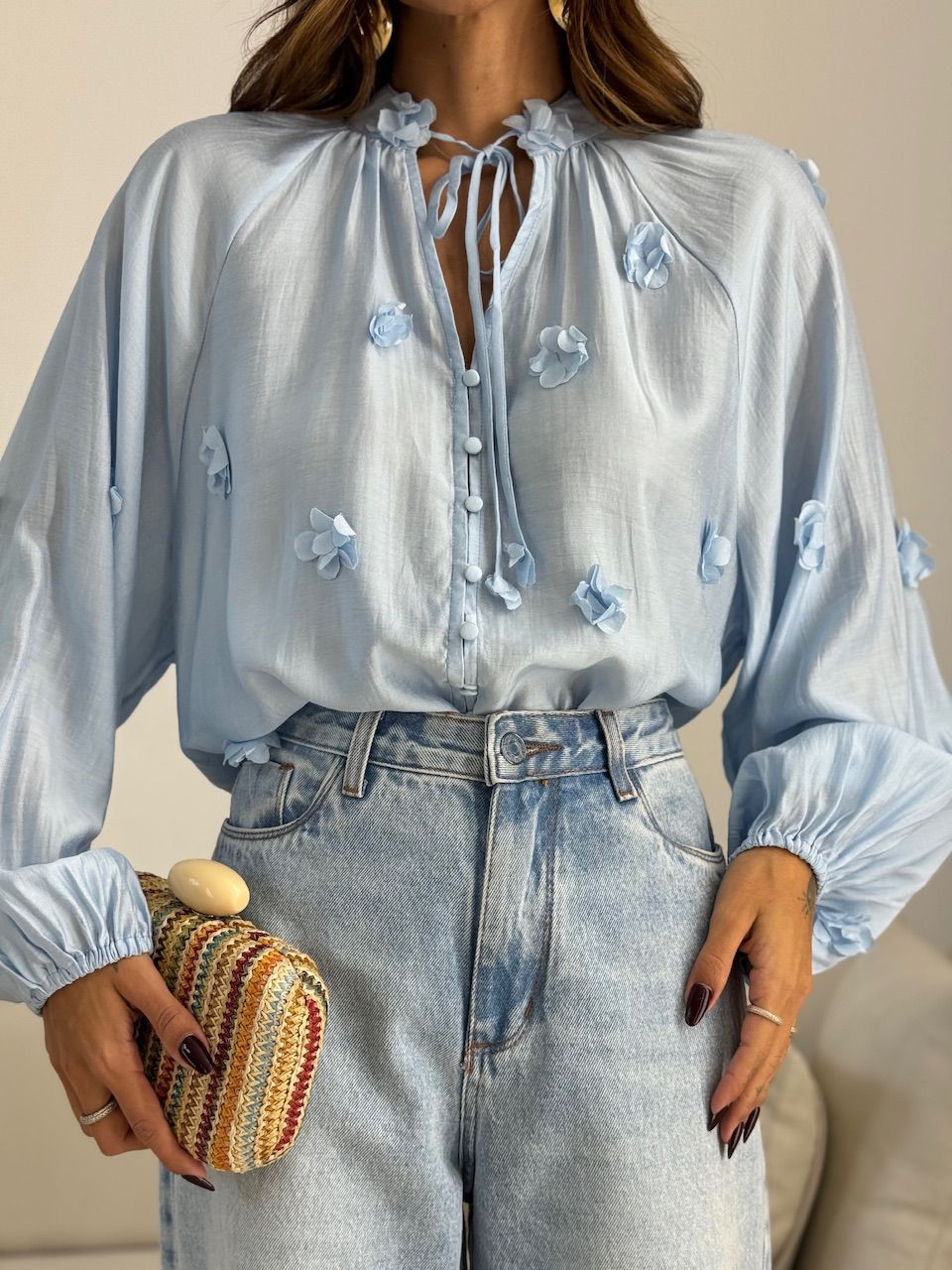 BATA KÉZIA FLORES BABY BLUE - 0071970365 - CAROLLA FERRARO