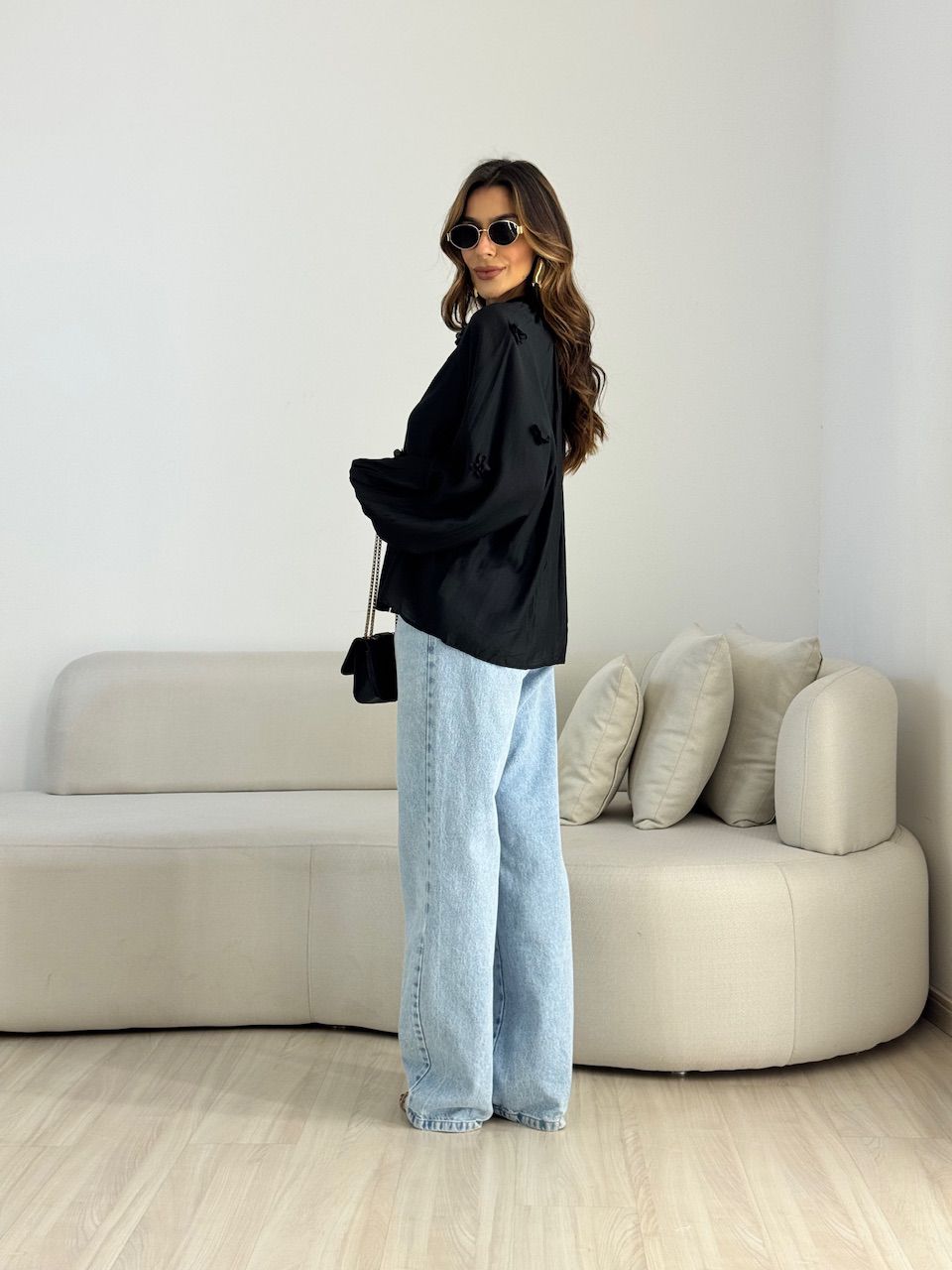 BATA KÉZIA FLORES PRETA