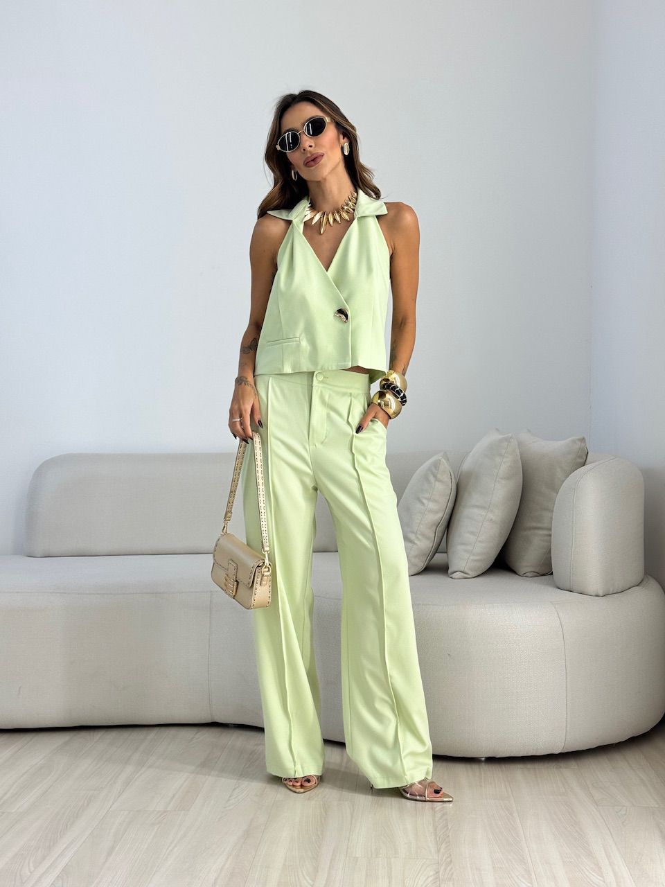 CONJUNTO CLÉO GOLA VERDE - 0072050230 - CAROLLA FERRARO