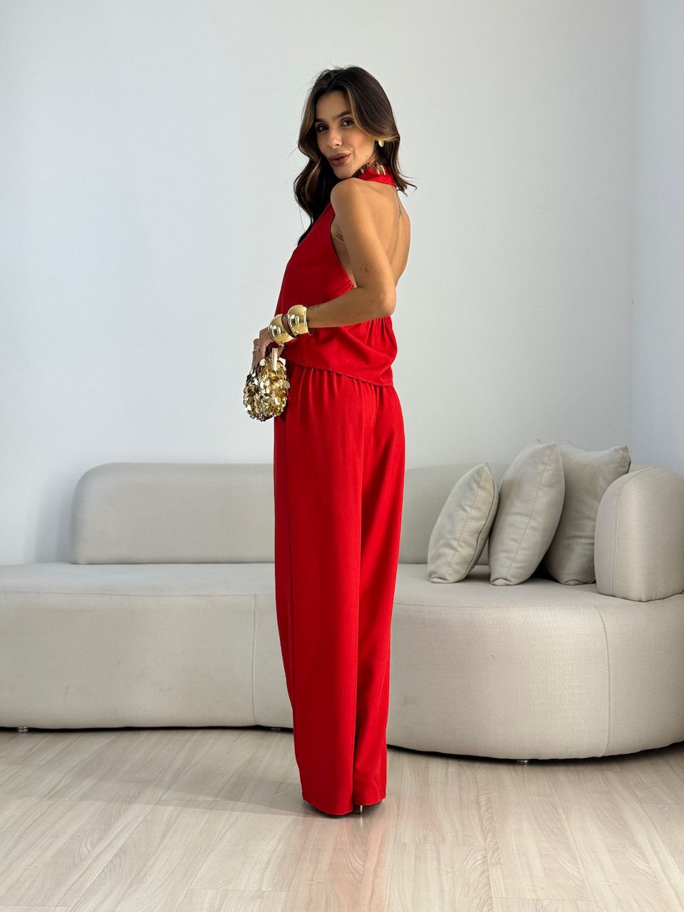 CONJUNTO CLÉO GOLA VERMELHO