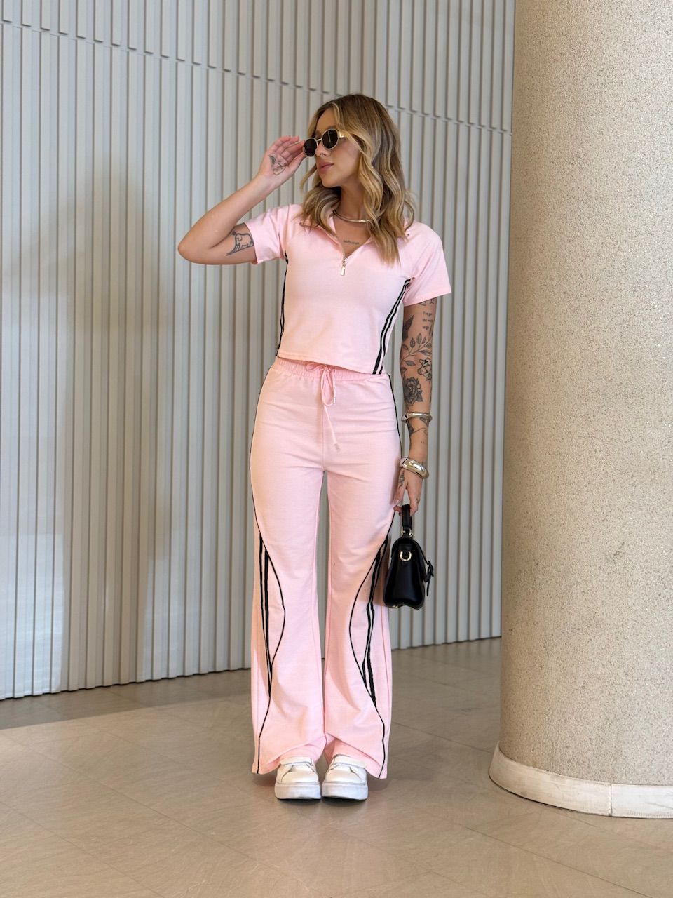 CONJUNTO LÍGIA LISTRAS ROSA