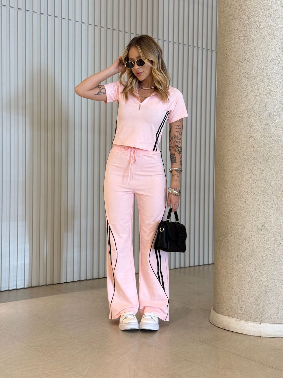 CONJUNTO LÍGIA LISTRAS ROSA
