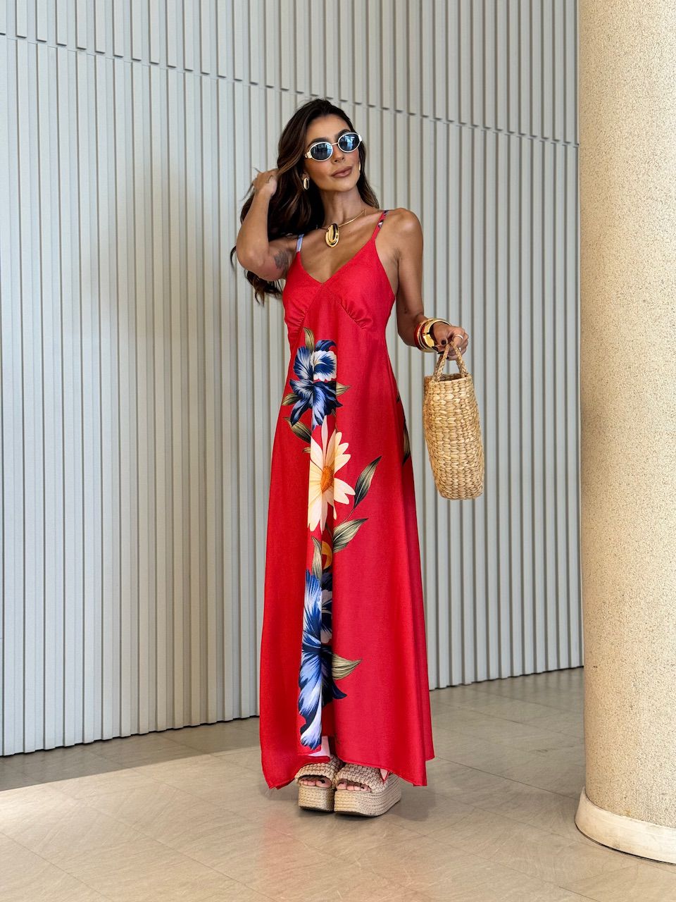 VESTIDO FRANCINE FLORAL VERMELHO