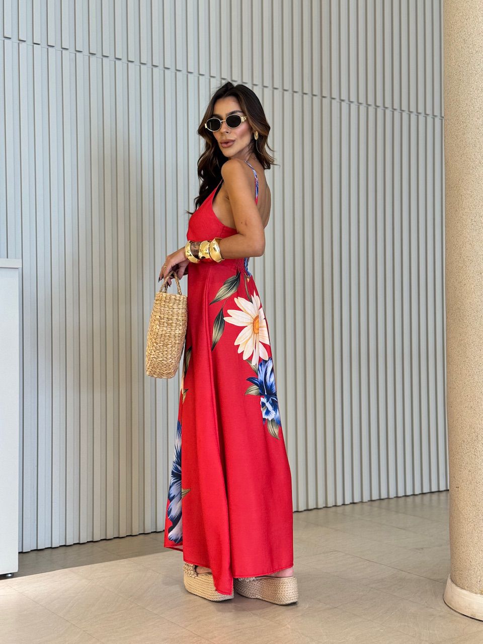 VESTIDO FRANCINE FLORAL VERMELHO