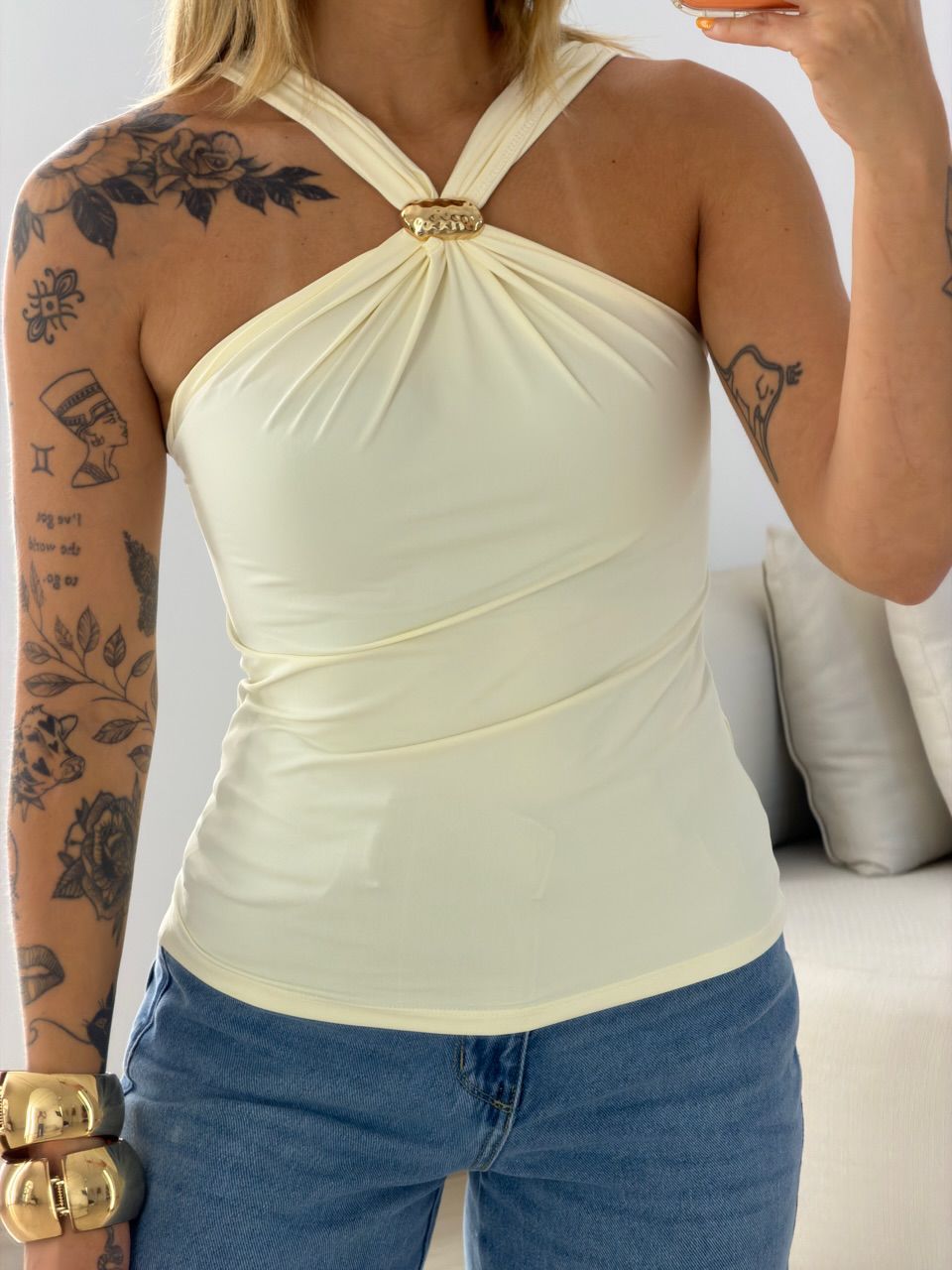 BLUSA SOFIA METAL MARFIM