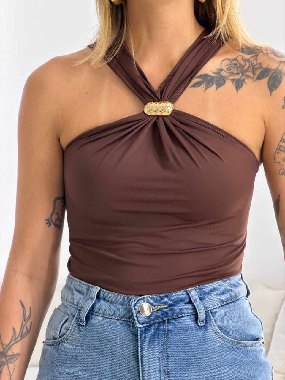 BLUSA SOFIA METAL MARROM