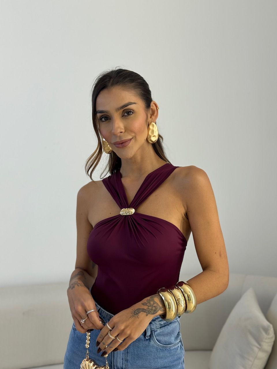 BLUSA SOFIA METAL VINHO - 0073770168 - CAROLLA FERRARO