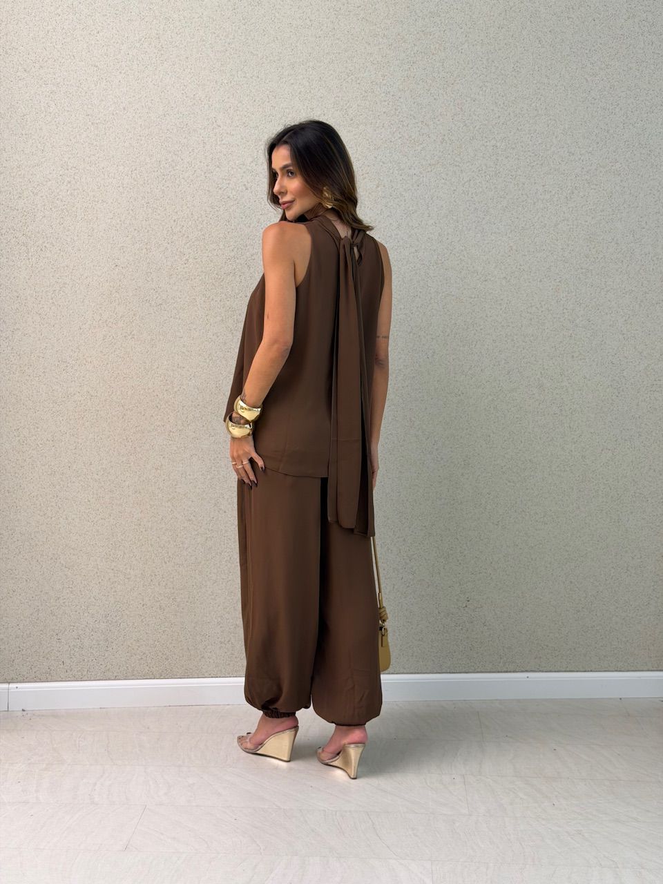 CONJUNTO ANTONIETA CALÇA MARROM