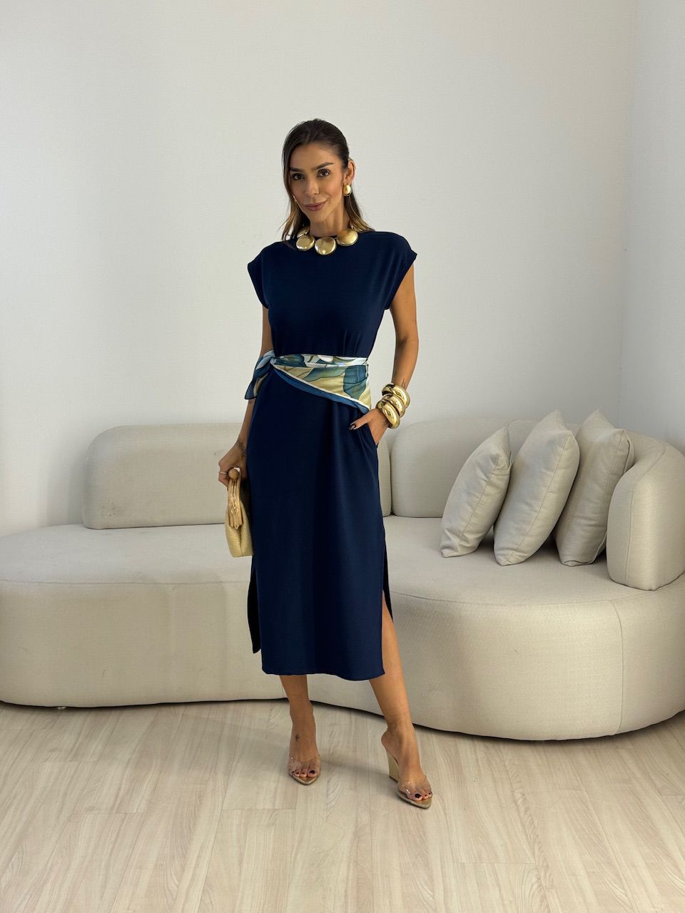 VESTIDO AUGUSTA MUSCLE MARINHO - 0059330055 - CAROLLA FERRARO