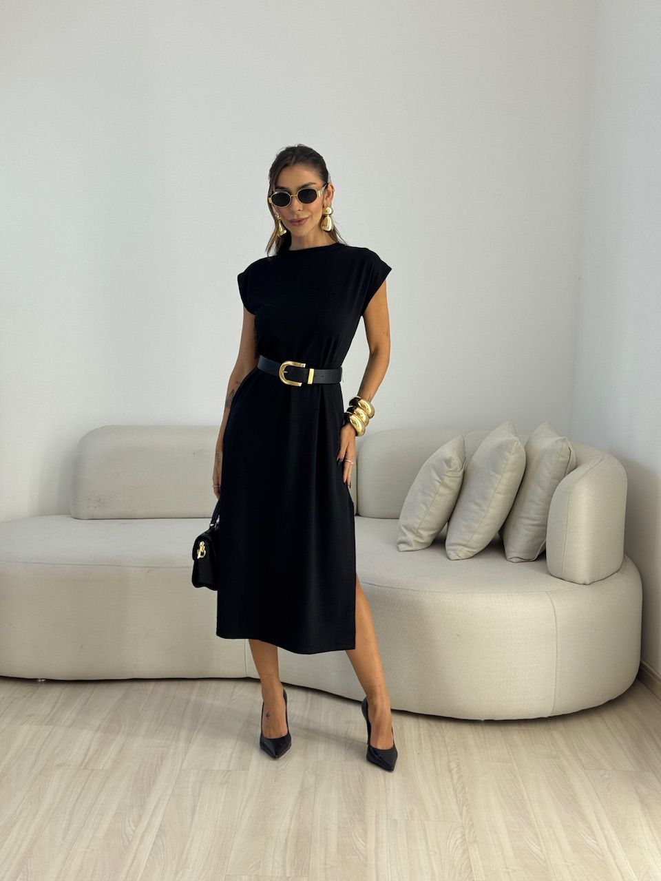 VESTIDO AUGUSTA MUSCLE PRETO - 0059330032 - CAROLLA FERRARO