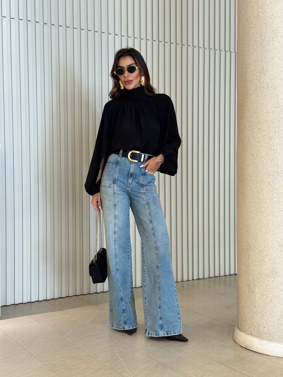 BLUSA PALOMA MANGA LONGA PRETA