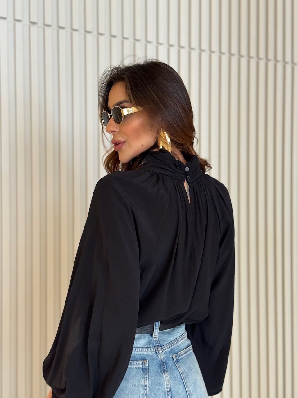 BLUSA PALOMA MANGA LONGA PRETA