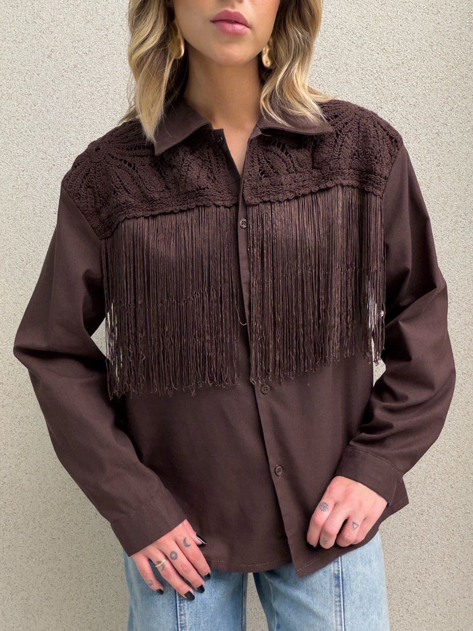 CAMISA PATRÍCIA FRANJAS CAFÉ