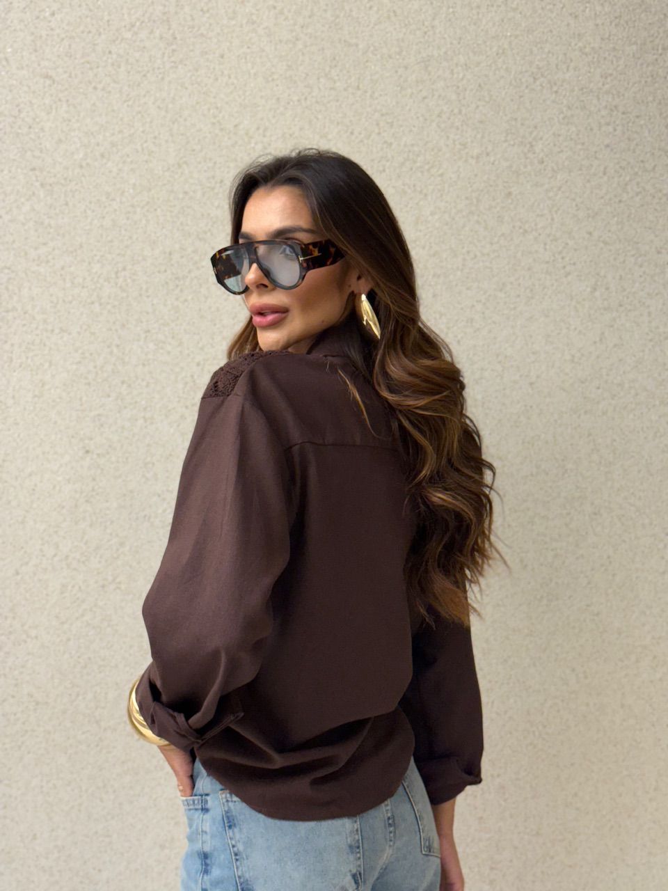 CAMISA PATRÍCIA FRANJAS CAFÉ