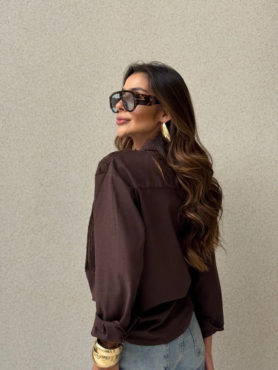 CAMISA PATRÍCIA FRANJAS CAFÉ