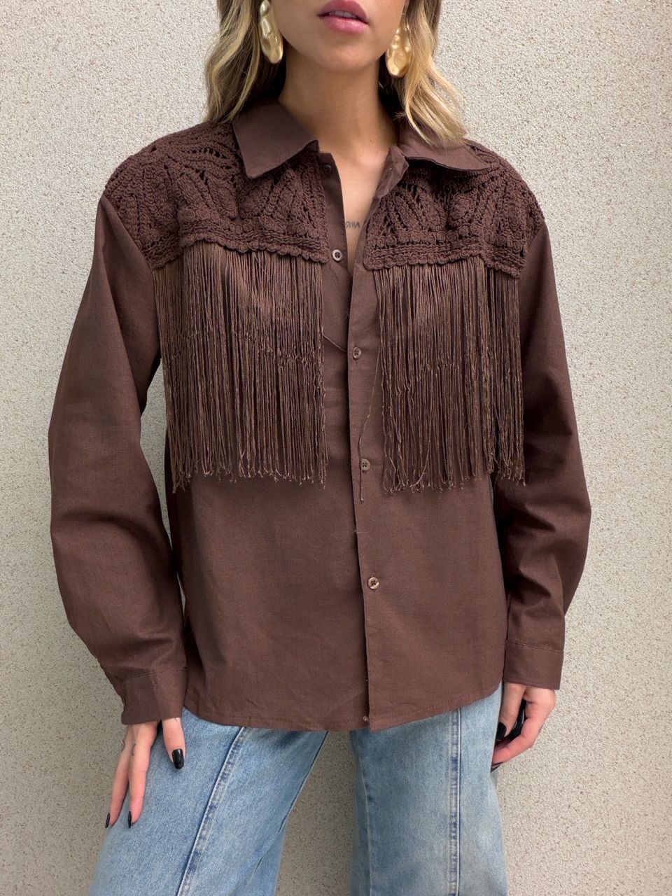 CAMISA PATRÍCIA FRANJAS MARROM