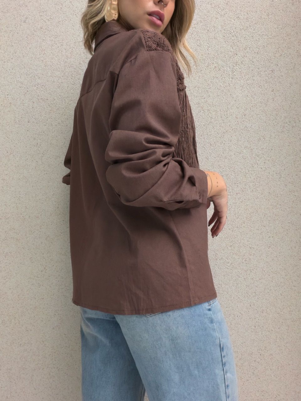 CAMISA PATRÍCIA FRANJAS MARROM