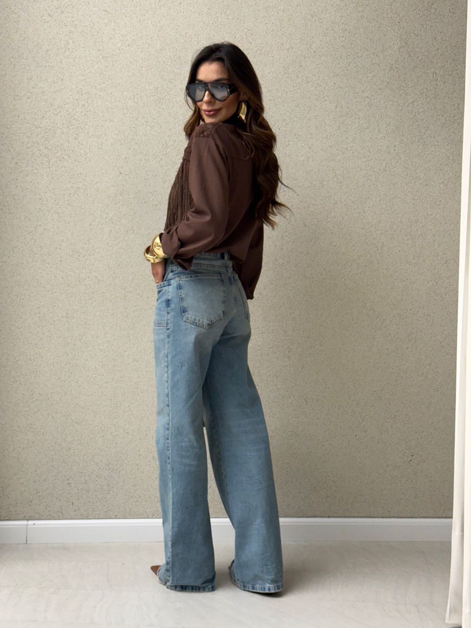 CAMISA PATRÍCIA FRANJAS MARROM