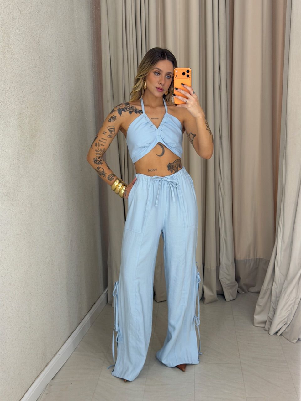 CONJUNTO SABRINA CROPPED AZUL