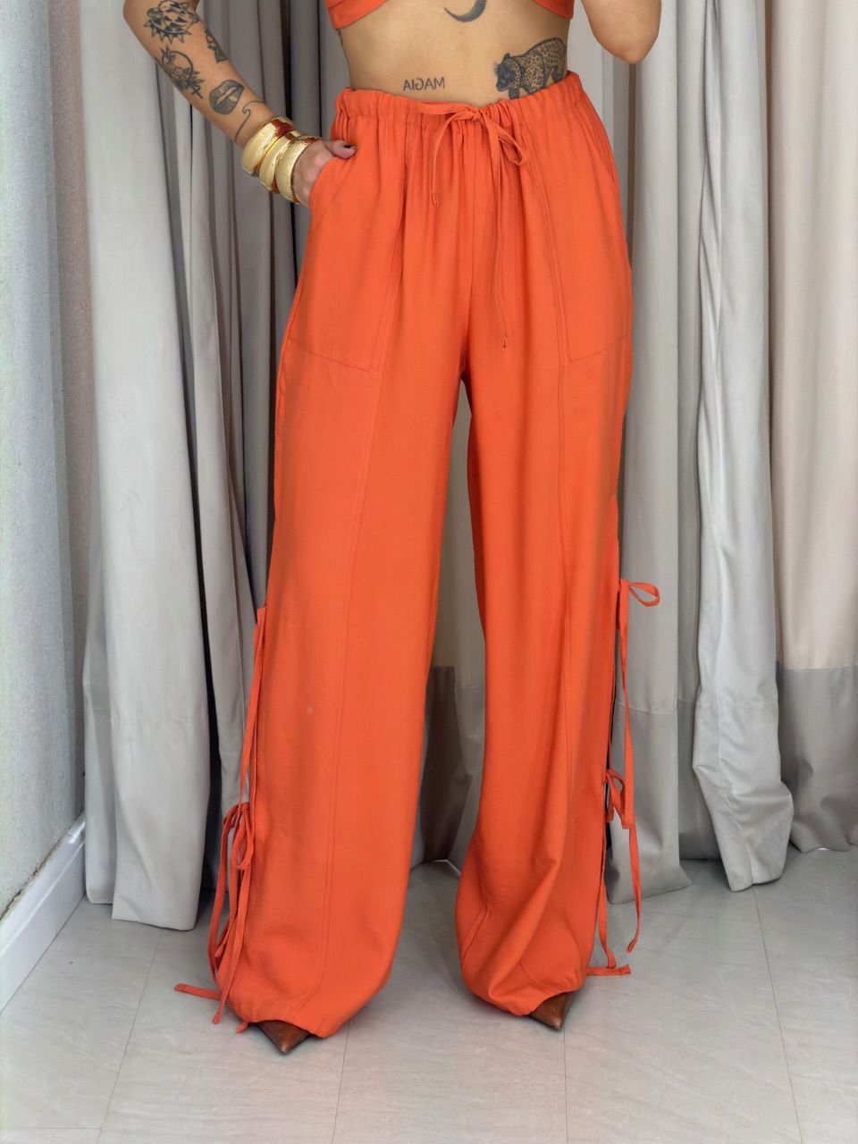 CONJUNTO SABRINA CROPPED LARANJA