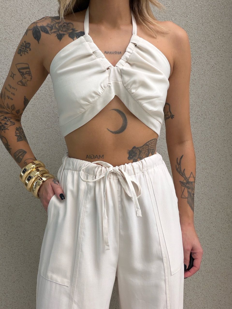 CONJUNTO SABRINA CROPPED MARFIM