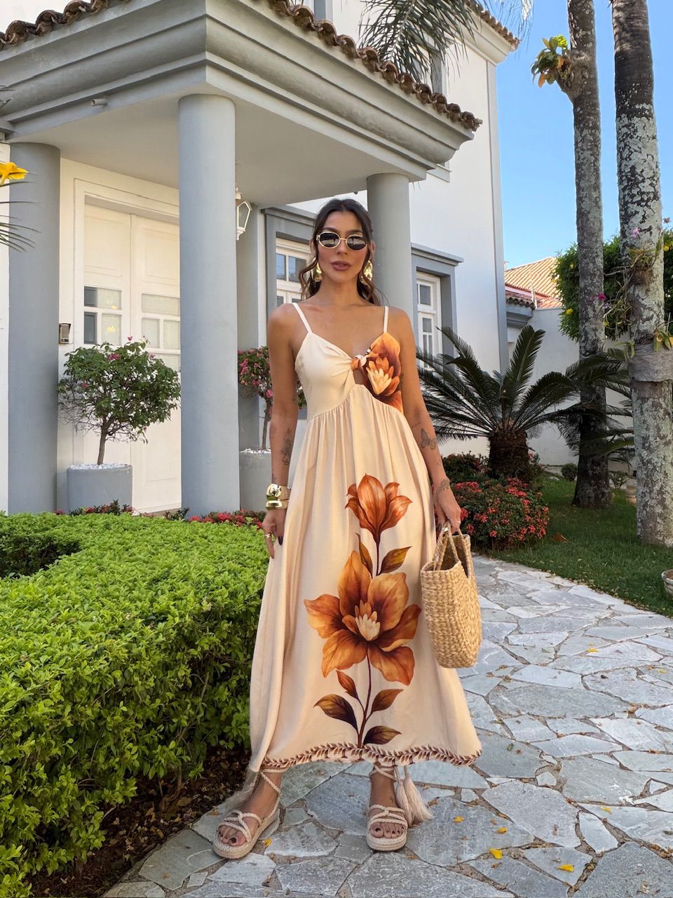 VESTIDO MATILDA ALCINHA ESTAMPADO AREIA