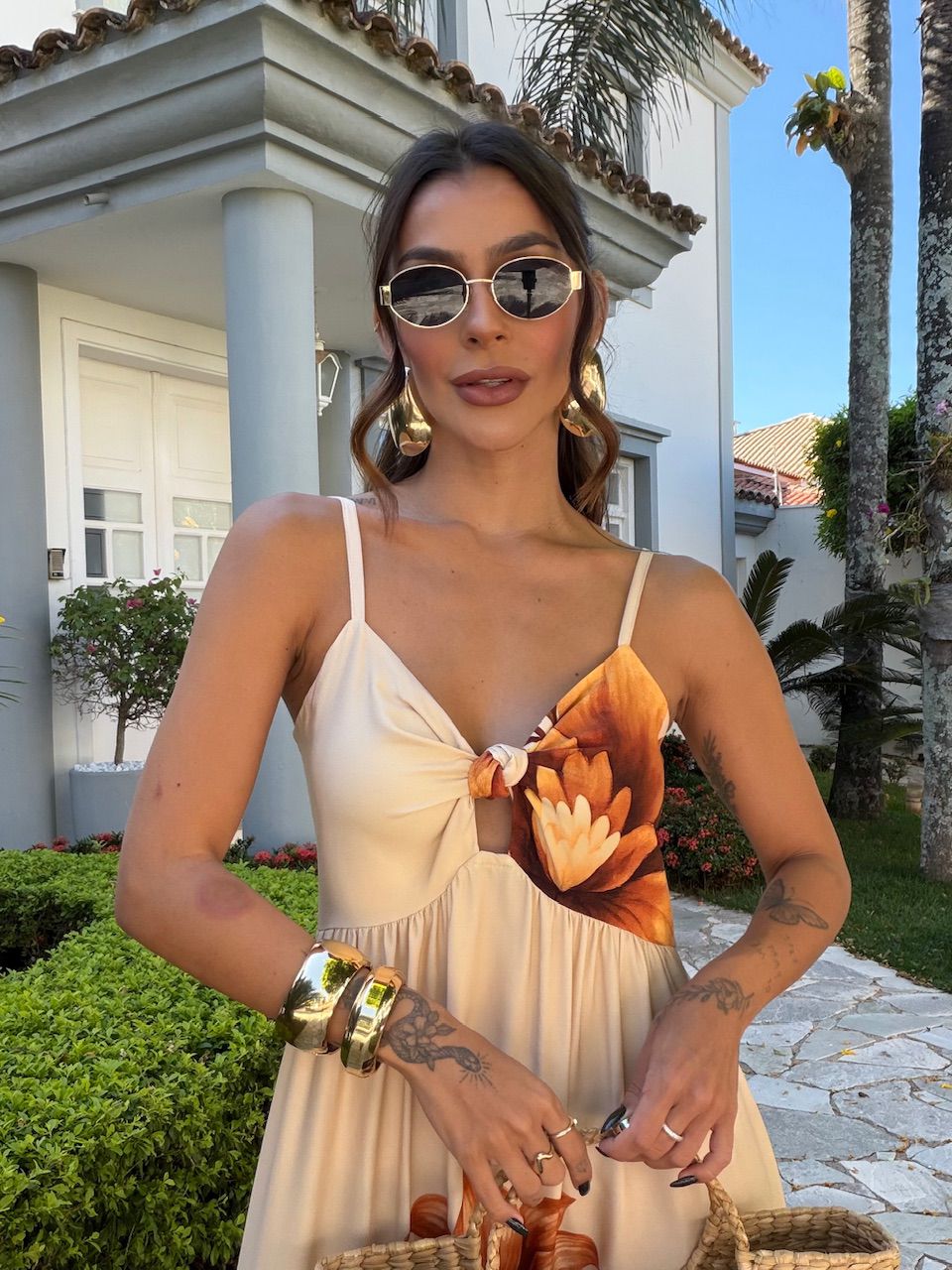 VESTIDO MATILDA ALCINHA ESTAMPADO AREIA