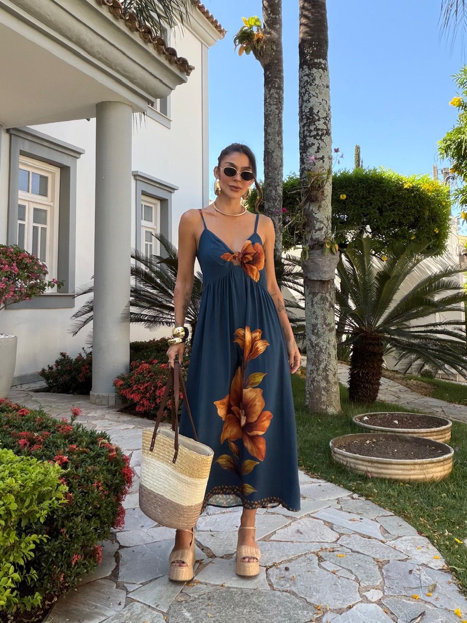 VESTIDO MATILDA ALCINHA ESTAMPADO MARINHO - 007707... - CAROLLA FERRARO