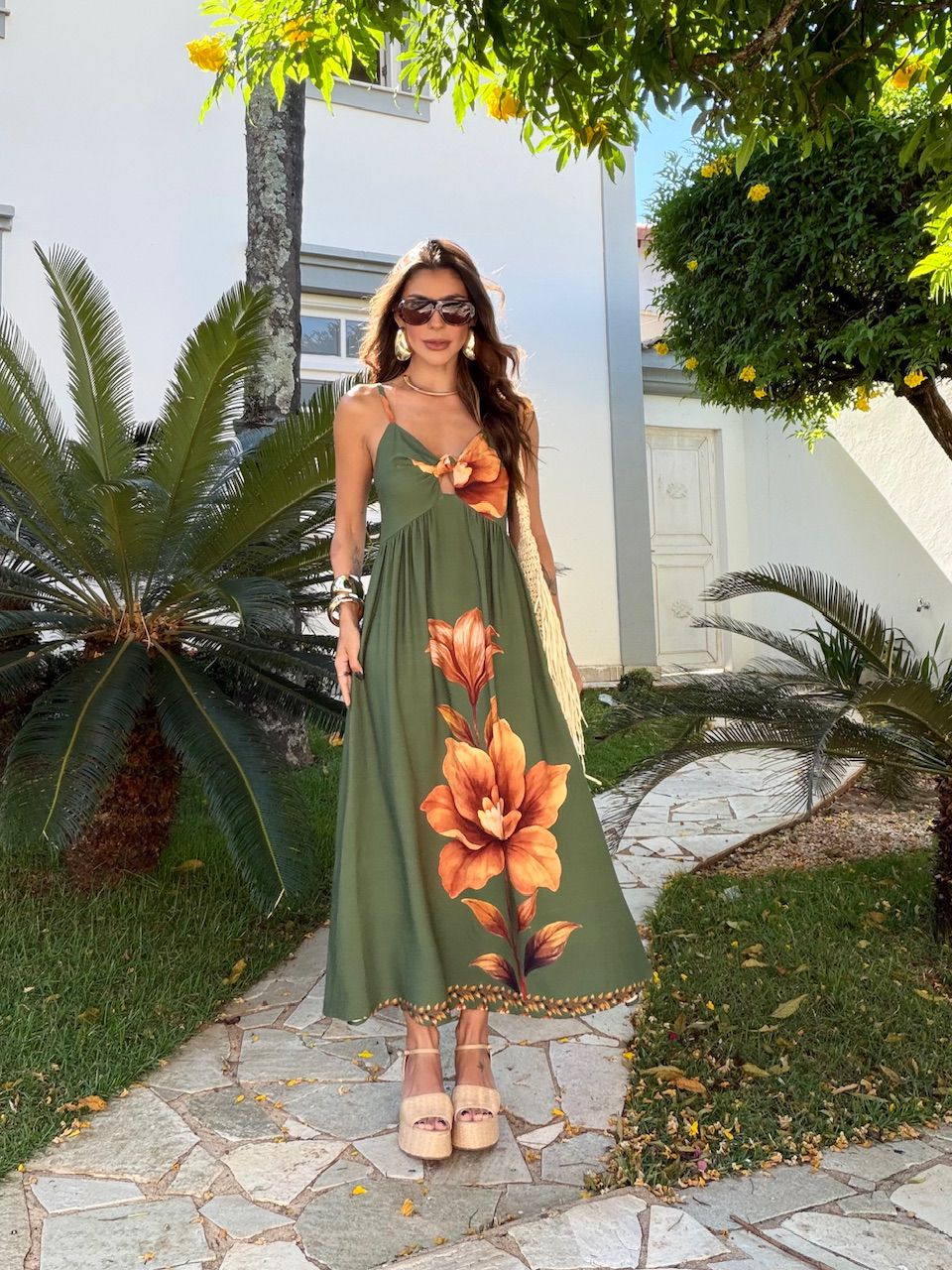 VESTIDO MATILDA ALCINHA ESTAMPADO VERDE