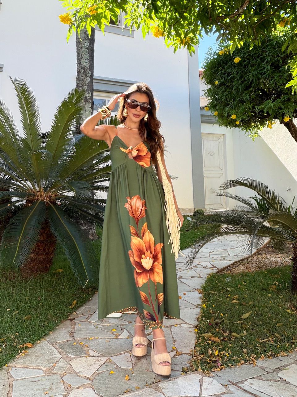 VESTIDO MATILDA ALCINHA ESTAMPADO VERDE