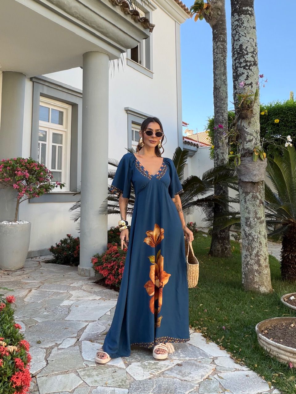 VESTIDO AUGUSTA ESTAMPADO MARINHO