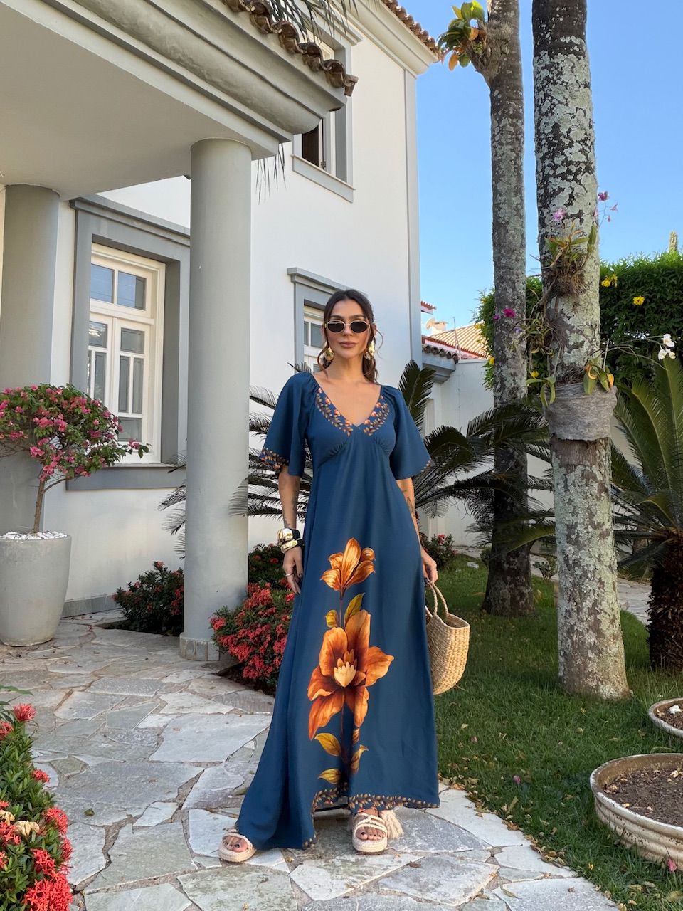 VESTIDO AUGUSTA ESTAMPADO MARINHO