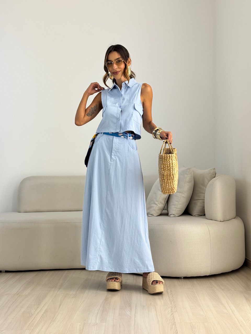 CONJUNTO FABIANA SAIA LONGA AZUL - 0072070109 - CAROLLA FERRARO