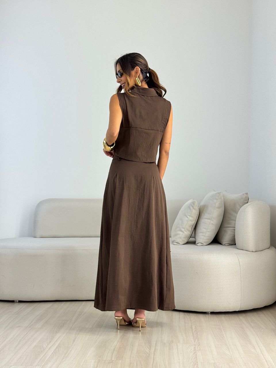 CONJUNTO FABIANA SAIA LONGA MARROM