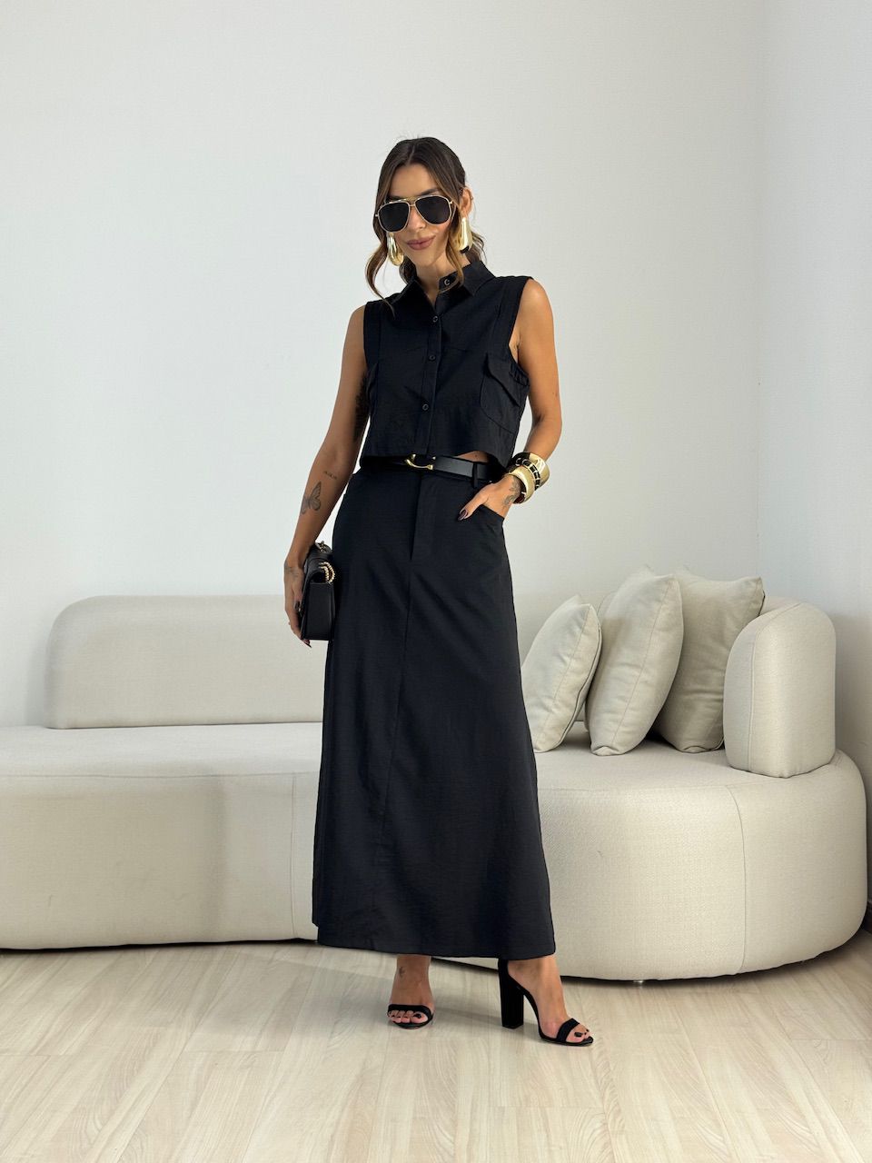 CONJUNTO FABIANA SAIA LONGA PRETO - 0072070032 - CAROLLA FERRARO
