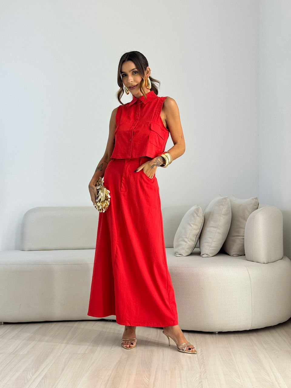 CONJUNTO FABIANA SAIA LONGA VERMELHO