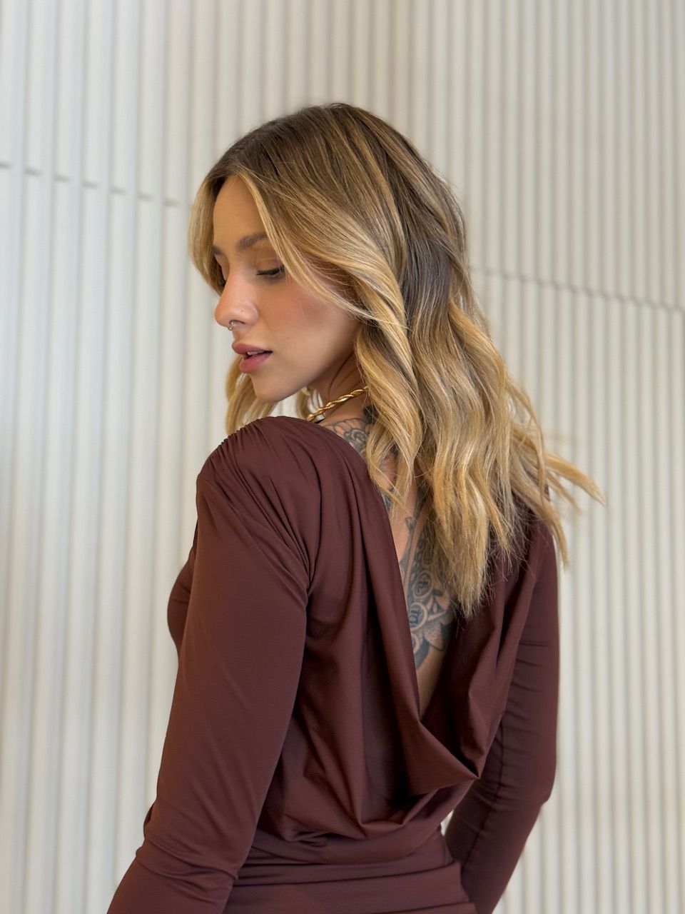 VESTIDO AURORA CF LONGO MARROM