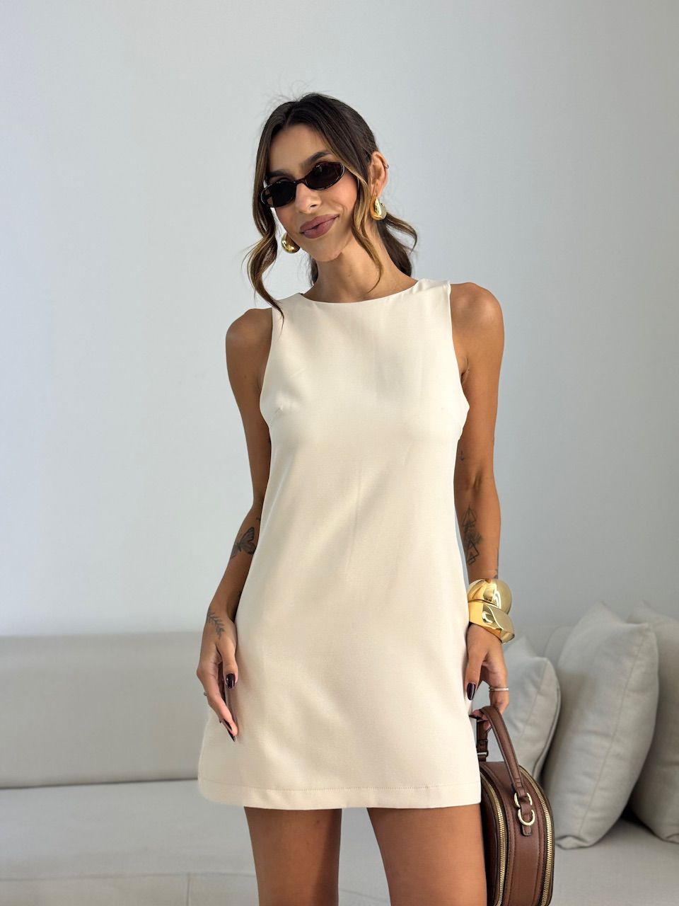 VESTIDO SANDRA BASIC AREIA