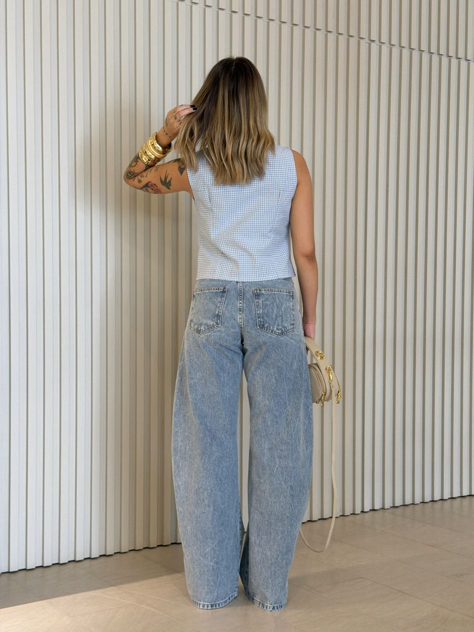 COLETE ANA MARIA XADREZ AZUL CLARO