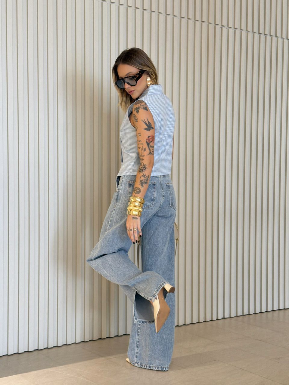 COLETE ANA MARIA XADREZ AZUL CLARO