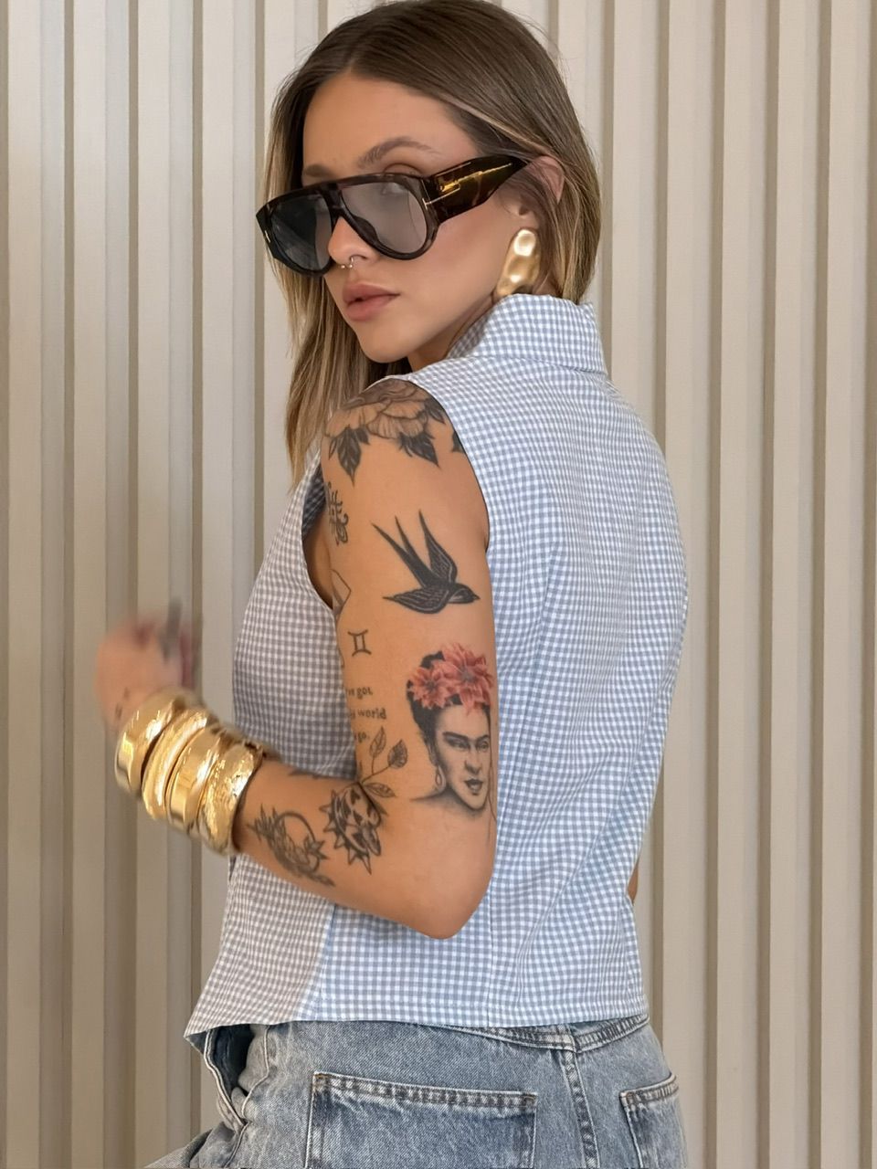 COLETE ANA MARIA XADREZ AZUL CLARO