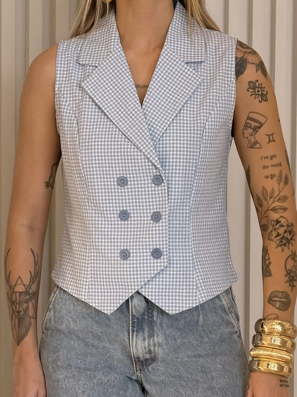 COLETE ANA MARIA XADREZ AZUL CLARO