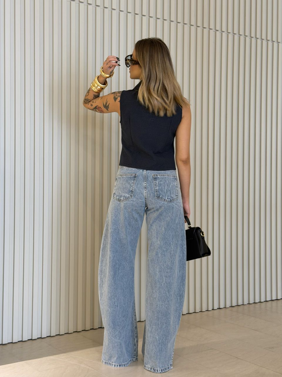 COLETE ANA MARIA XADREZ AZUL ESCURO