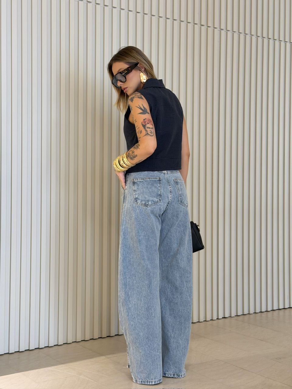 COLETE ANA MARIA XADREZ AZUL ESCURO