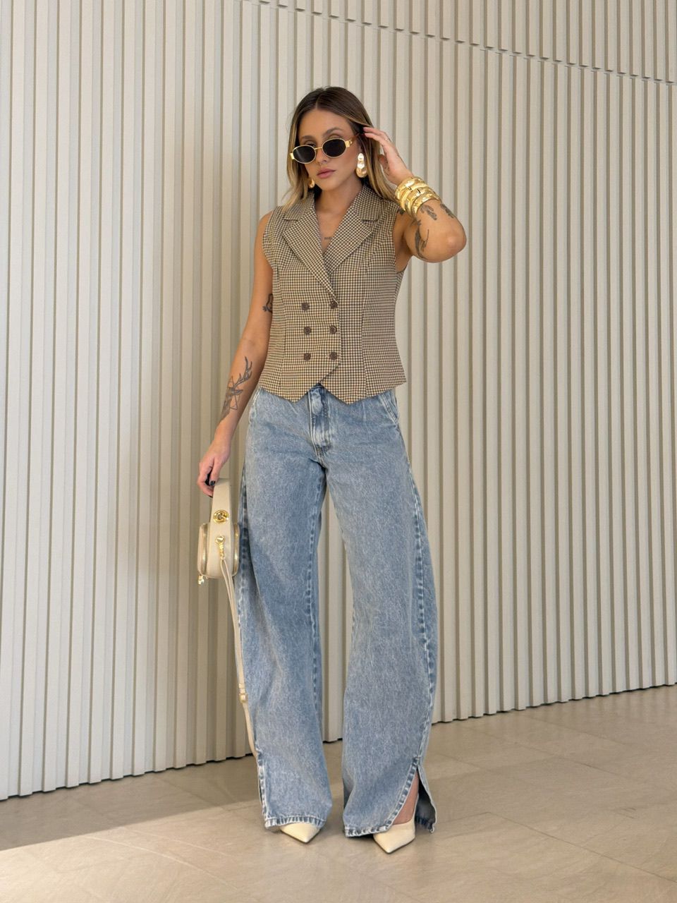 COLETE ANA MARIA XADREZ MARROM