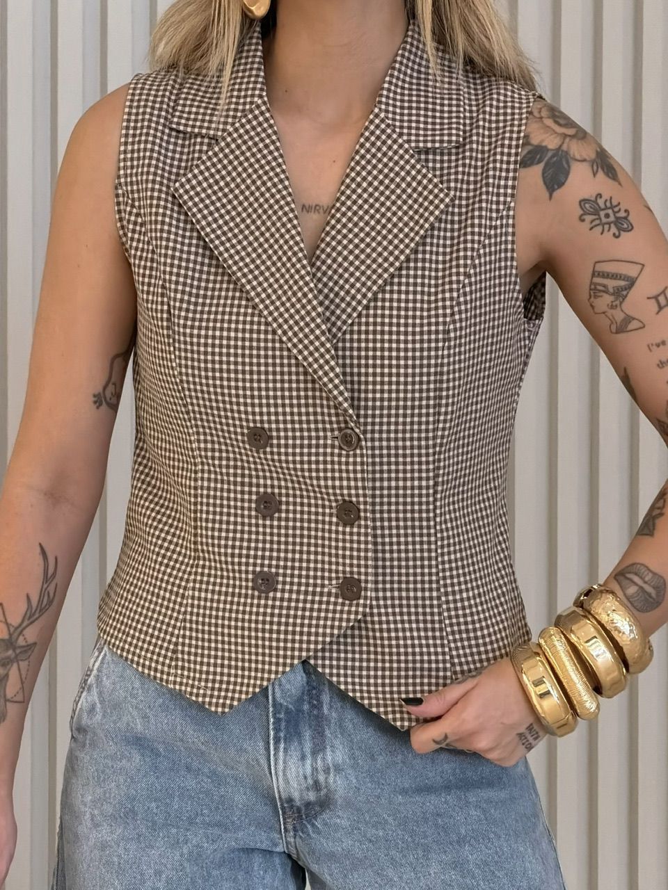 COLETE ANA MARIA XADREZ MARROM