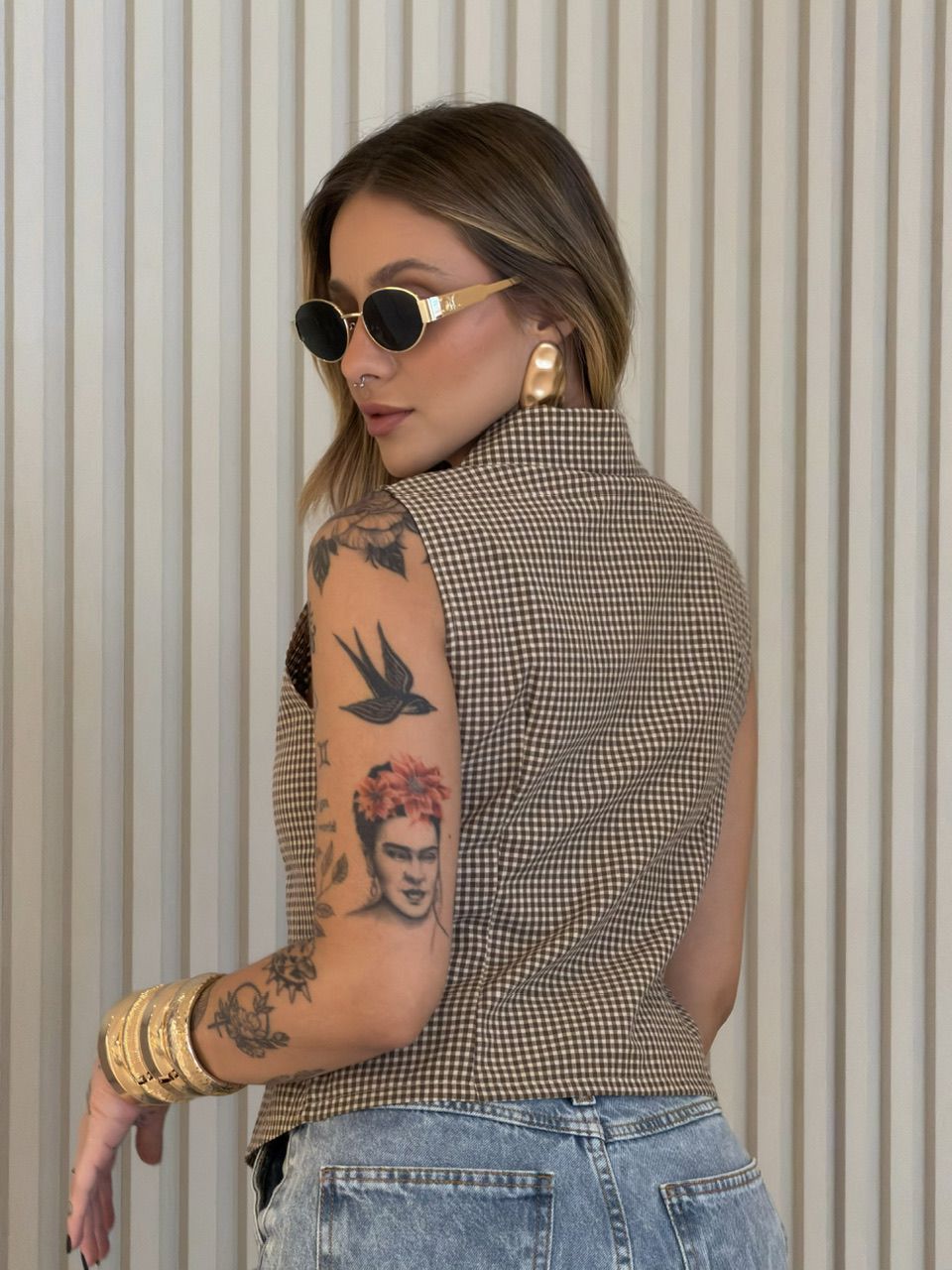 COLETE ANA MARIA XADREZ MARROM